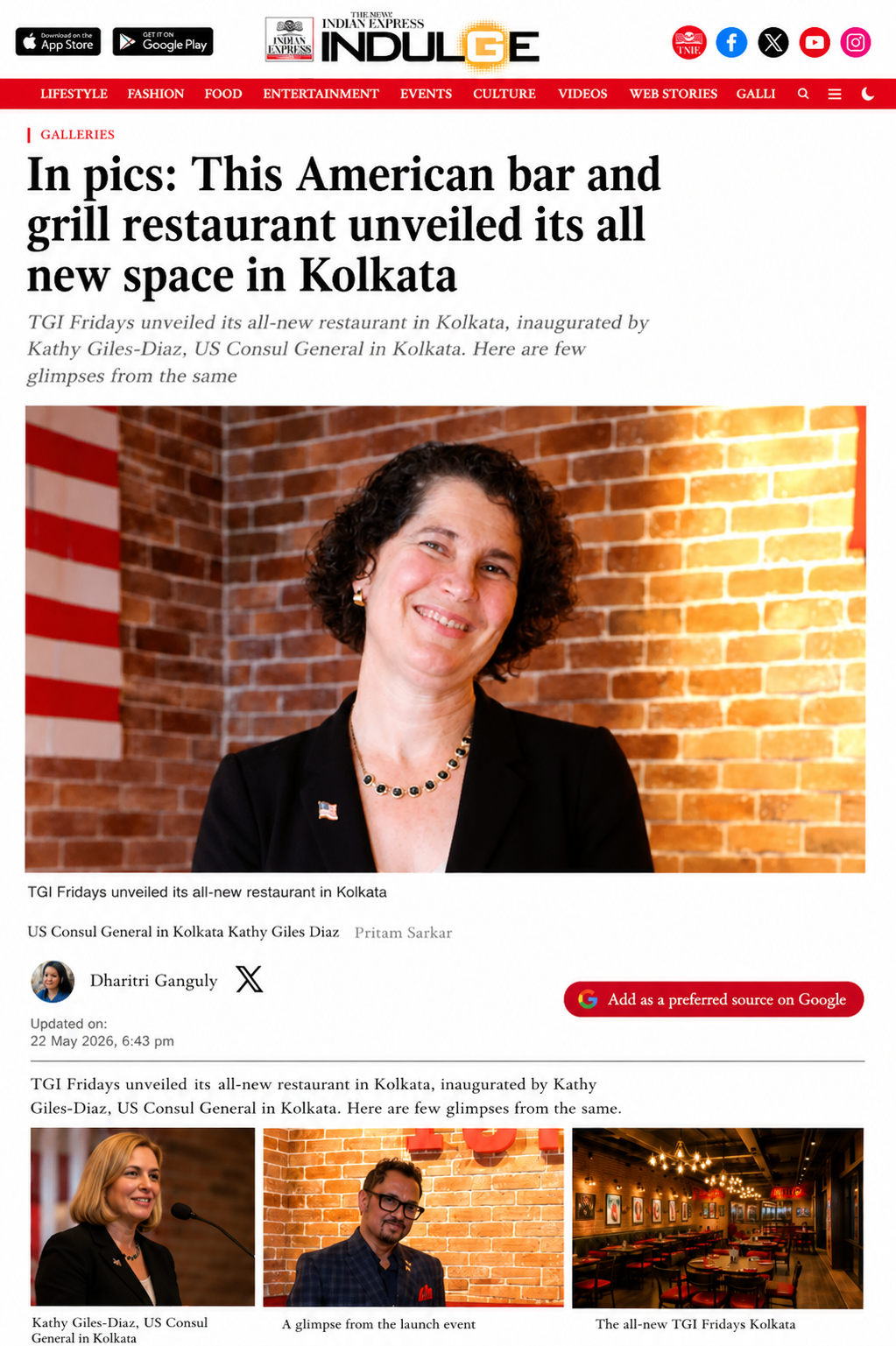 TGI Fridays Kolkata Media Coverage