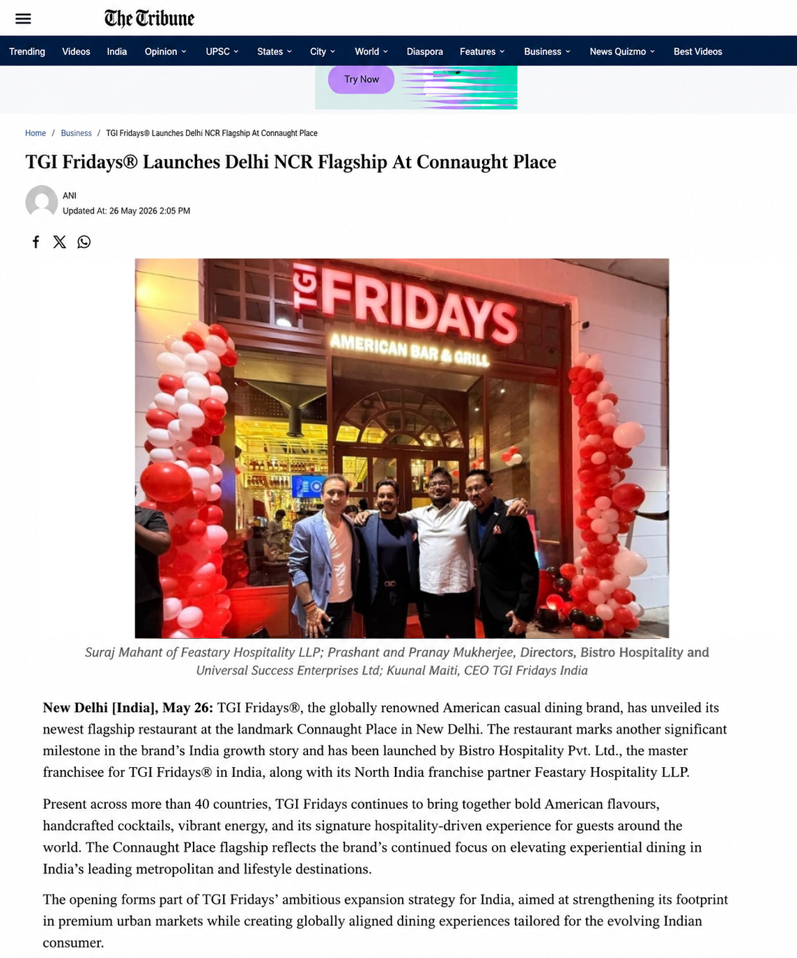 TGI Fridays Connaught Place Launch